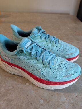 Hoka One One W Clifton 8 Cushioned Running Shoes  Color Aquarelle Women Size 9